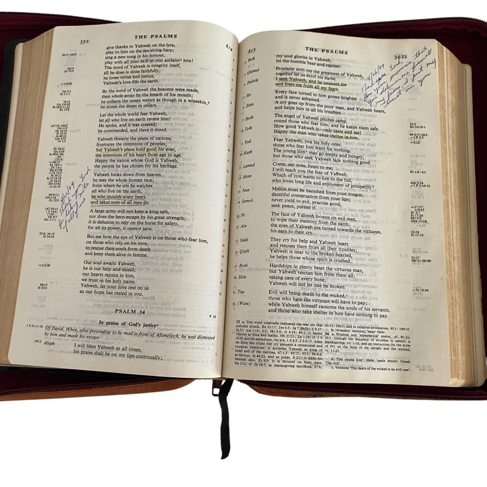 Vintage 1966 The Jerusalem Bible Doubleday Hardcover with Leather Zippered Case